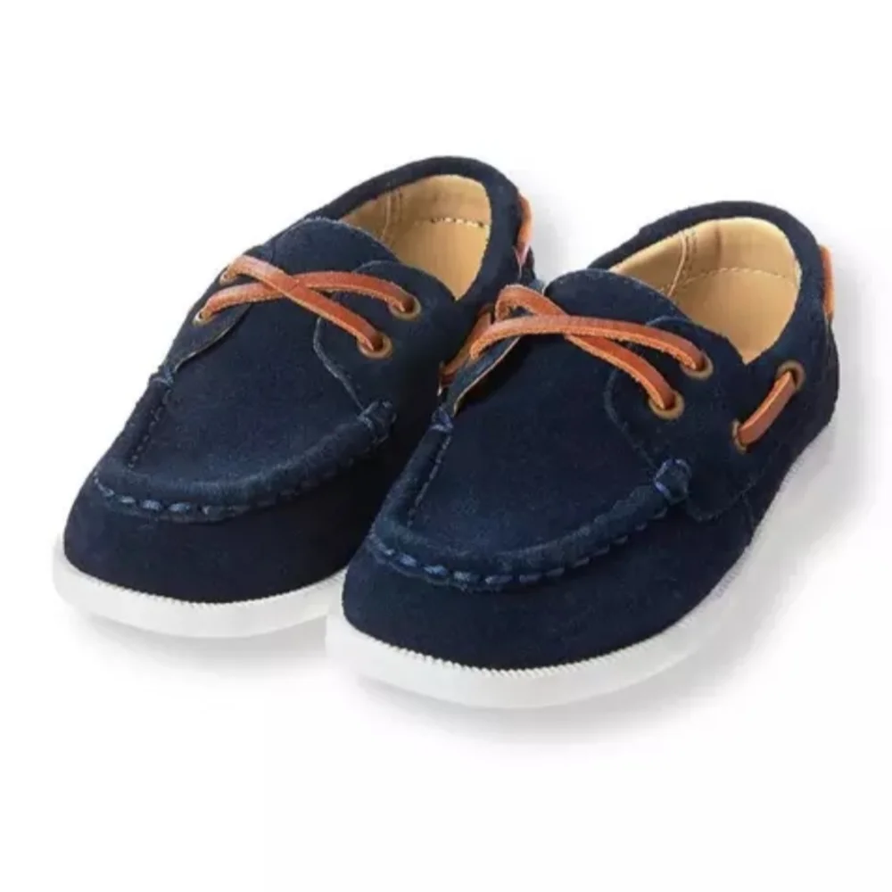 Janie And Jack Navy Blue Suede Boat Shoes